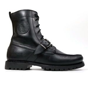 Polo Ralph Lauren Commander Black Leather Ranger Boots